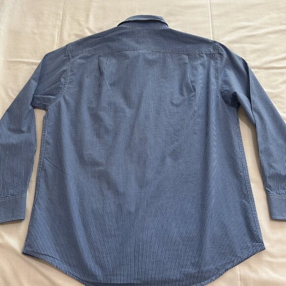 Izod Mens Shirt L Blue and White Button Up Long Sleeves - Picture 2 of 9